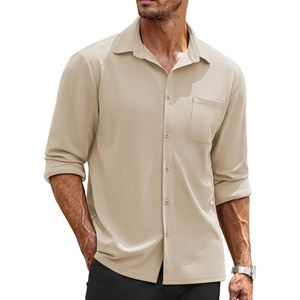 image:imageCOOFANDY Mens Long Sleeve Button Down Shirts Wrinkle Free Untucked Shirts Casual Dress Shirt for MenLight Khaki