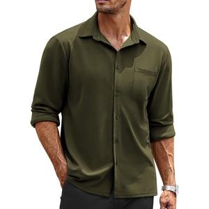 image:imageCOOFANDY Mens Long Sleeve Button Down Shirts Wrinkle Free Untucked Shirts Casual Dress Shirt for MenOlive Green