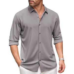 image:imageCOOFANDY Mens Long Sleeve Dress Shirt Casual Button Down Shirts Wrinkle Free Untucked ShirtLight Grey