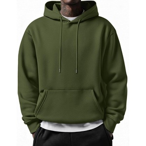image:imageCOOFANDY Mens Long Sleeve Hooded Sweatshirt Casual Lightweight Hoodies Pullover Textured Drawstring Hoodie with Kanga PocketArmy Green