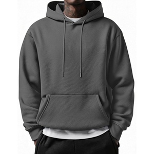 image:imageCOOFANDY Mens Long Sleeve Hooded Sweatshirt Casual Lightweight Hoodies Pullover Textured Drawstring Hoodie with Kanga PocketDark Gray
