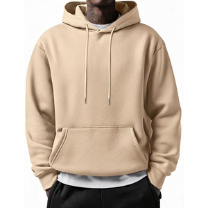 image:imageCOOFANDY Mens Long Sleeve Hooded Sweatshirt Casual Lightweight Hoodies Pullover Textured Drawstring Hoodie with Kanga PocketKhaki
