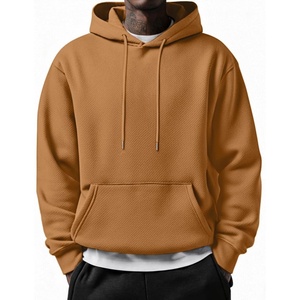 image:imageCOOFANDY Mens Long Sleeve Hooded Sweatshirt Casual Lightweight Hoodies Pullover Textured Drawstring Hoodie with Kanga PocketLight Brown