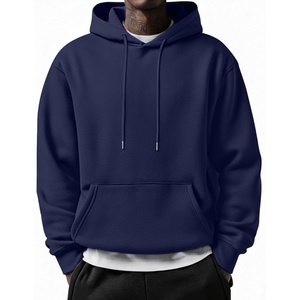 image:imageCOOFANDY Mens Long Sleeve Hooded Sweatshirt Casual Lightweight Hoodies Pullover Textured Drawstring Hoodie with Kanga PocketNavy Blue