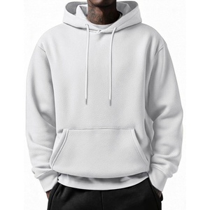 image:imageCOOFANDY Mens Long Sleeve Hooded Sweatshirt Casual Lightweight Hoodies Pullover Textured Drawstring Hoodie with Kanga PocketWhite