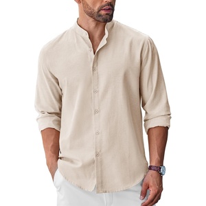 image:imageCOOFANDY Mens Long Sleeve Oxford Dress Shirts Button Down Shirt Casual Band Collar ShirtsBeige
