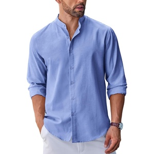 image:imageCOOFANDY Mens Long Sleeve Oxford Dress Shirts Button Down Shirt Casual Band Collar ShirtsBlue