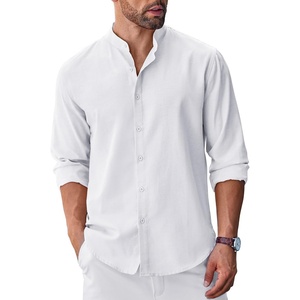 image:imageCOOFANDY Mens Long Sleeve Oxford Dress Shirts Button Down Shirt Casual Band Collar ShirtsWhite