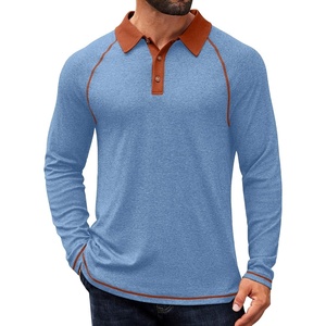 image:imageCOOFANDY Mens Long Sleeve Polo Shirts Casual Button Collared Shirts Raglan Golf T ShirtBlue