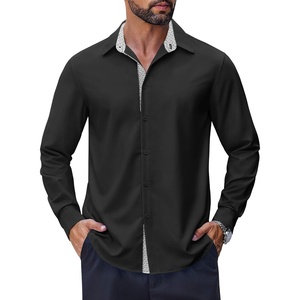 image:imageCOOFANDY Mens Long Sleeve Wrinkle Free Dress Shirts Inner Contrast Business Casual Button Down ShirtBlackGold