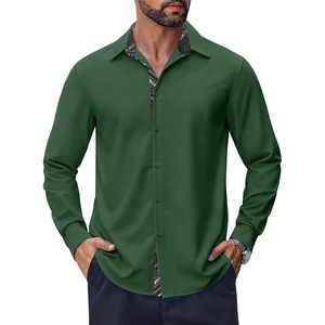 image:imageCOOFANDY Mens Long Sleeve Wrinkle Free Dress Shirts Inner Contrast Business Casual Button Down ShirtGreen