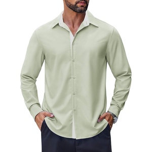 image:imageCOOFANDY Mens Long Sleeve Wrinkle Free Dress Shirts Inner Contrast Business Casual Button Down ShirtLight Green