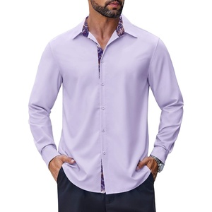image:imageCOOFANDY Mens Long Sleeve Wrinkle Free Dress Shirts Inner Contrast Business Casual Button Down ShirtLilac