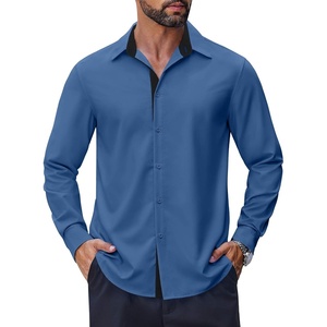 image:imageCOOFANDY Mens Long Sleeve Wrinkle Free Dress Shirts Inner Contrast Business Casual Button Down ShirtNavy