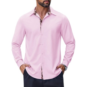 image:imageCOOFANDY Mens Long Sleeve Wrinkle Free Dress Shirts Inner Contrast Business Casual Button Down ShirtPink