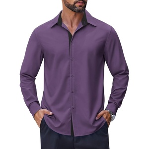 image:imageCOOFANDY Mens Long Sleeve Wrinkle Free Dress Shirts Inner Contrast Business Casual Button Down ShirtPurple
