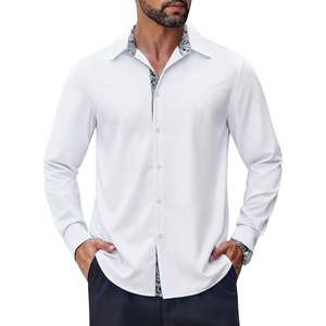 image:imageCOOFANDY Mens Long Sleeve Wrinkle Free Dress Shirts Inner Contrast Business Casual Button Down ShirtWhite
