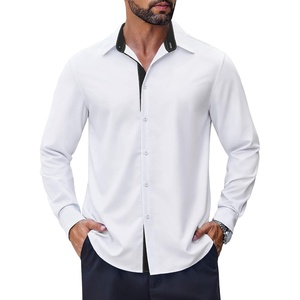 image:imageCOOFANDY Mens Long Sleeve Wrinkle Free Dress Shirts Inner Contrast Business Casual Button Down ShirtWhiteBlack