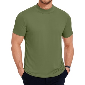 image:imageCOOFANDY Mens Mock Turtleneck T Shirt Short Sleeve Slim Fit Basic Casual Solid Color Pullover TeeArmy Green