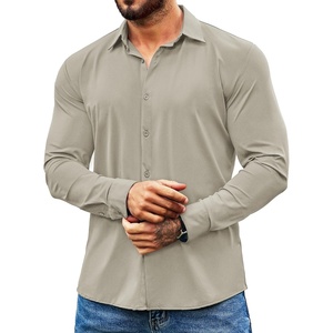 image:imageCOOFANDY Mens Muscle Fit Dress Shirts Wrinkle Free Long Sleeve Button Down Shirt Stretch Business ShirtMoon Grey