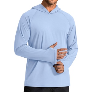 image:imageCOOFANDY Mens SPF 50 Sun Shirts Long Sleeve Rash Guard Thin Summer Hoodie Sun Protection Fishing Shirt with ThumbholeLight Blue