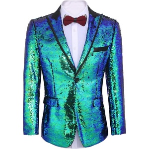 image:imageCOOFANDY Mens Sequin Blazer Tuxedo Party Prom Wedding Tuxedo One Button JacketBlue