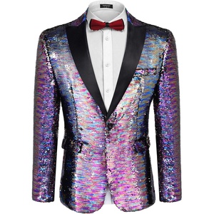 image:imageCOOFANDY Mens Sequin Blazer Tuxedo Party Prom Wedding Tuxedo One Button JacketBlue Purple