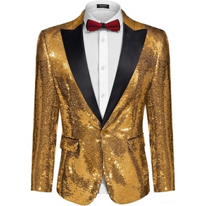 image:imageCOOFANDY Mens Sequin Blazer Tuxedo Party Prom Wedding Tuxedo One Button JacketGolden Yellow