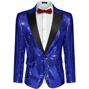 image:imageCOOFANDY Mens Sequin Blazer Tuxedo Party Prom Wedding Tuxedo One Button JacketNavy Blue