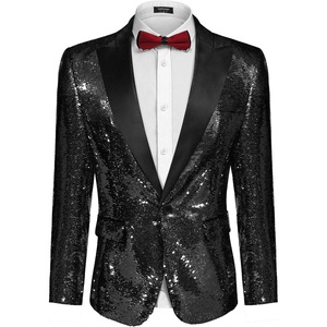 image:imageCOOFANDY Mens Sequin Blazer Tuxedo Party Prom Wedding Tuxedo One Button JacketPitchblack