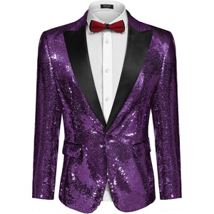 image:imageCOOFANDY Mens Sequin Blazer Tuxedo Party Prom Wedding Tuxedo One Button JacketPurple