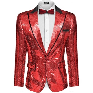 image:imageCOOFANDY Mens Sequin Blazer Tuxedo Party Prom Wedding Tuxedo One Button JacketRedlapel Sequins