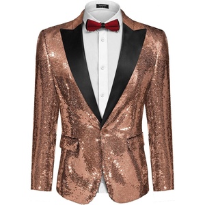 image:imageCOOFANDY Mens Sequin Blazer Tuxedo Party Prom Wedding Tuxedo One Button JacketRose Gold