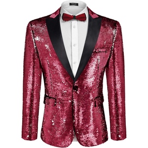 image:imageCOOFANDY Mens Sequin Blazer Tuxedo Party Prom Wedding Tuxedo One Button JacketRose Pink
