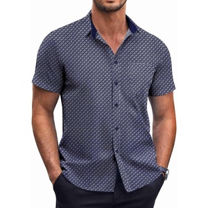 image:imageCOOFANDY Mens Short Sleeve Button Down Shirts Wrinkle Free Dress Shirts Casual Polka Dot Print Shirt with PocketBluewindmill