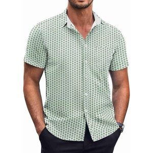 image:imageCOOFANDY Mens Short Sleeve Button Down Shirts Wrinkle Free Dress Shirts Casual Polka Dot Print Shirt with PocketGreen