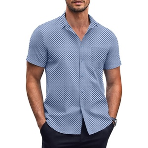 image:imageCOOFANDY Mens Short Sleeve Button Down Shirts Wrinkle Free Dress Shirts Casual Polka Dot Print Shirt with PocketLight Bluewindmill