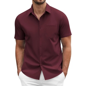 image:imageCOOFANDY Mens Short Sleeve Casual Button Down Shirt Business Untucked Dress Shirts with Pocket01  Deep Red