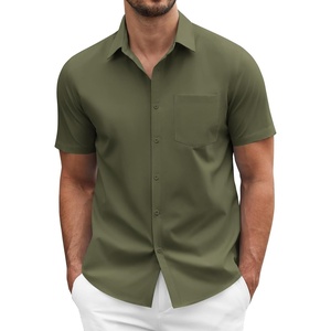 image:imageCOOFANDY Mens Short Sleeve Casual Button Down Shirt Business Untucked Dress Shirts with Pocket01  Olive Green
