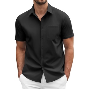 image:imageCOOFANDY Mens Short Sleeve Casual Button Down Shirt Business Untucked Dress Shirts with PocketBlack