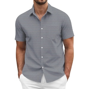 image:imageCOOFANDY Mens Short Sleeve Casual Button Down Shirt Business Untucked Dress Shirts with PocketBlack Grey Wihtesquare