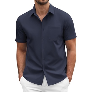 image:imageCOOFANDY Mens Short Sleeve Casual Button Down Shirt Business Untucked Dress Shirts with PocketDark Navy