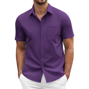 image:imageCOOFANDY Mens Short Sleeve Casual Button Down Shirt Business Untucked Dress Shirts with PocketDark Purple