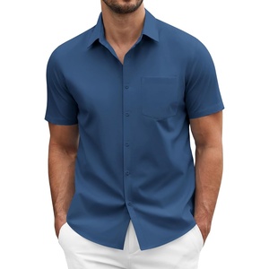 image:imageCOOFANDY Mens Short Sleeve Casual Button Down Shirt Business Untucked Dress Shirts with PocketNavy
