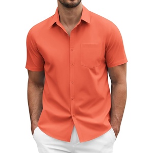 image:imageCOOFANDY Mens Short Sleeve Casual Button Down Shirt Business Untucked Dress Shirts with PocketOrange