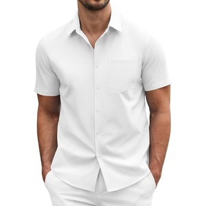 image:imageCOOFANDY Mens Short Sleeve Casual Button Down Shirt Business Untucked Dress Shirts with PocketWhite