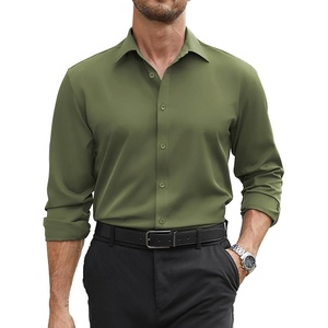 image:imageCOOFANDY Mens Stretch Dress Shirts Long Sleeve Button Down Shirt Regular Fit Formal Business ShirtsArmy Green