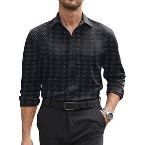image:imageCOOFANDY Mens Stretch Dress Shirts Long Sleeve Button Down Shirt Regular Fit Formal Business ShirtsBlackpolka Dots