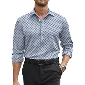 image:imageCOOFANDY Mens Stretch Dress Shirts Long Sleeve Button Down Shirt Regular Fit Formal Business ShirtsBlue Pattern