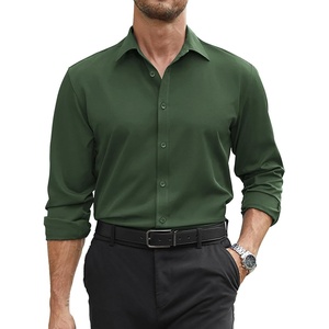 image:imageCOOFANDY Mens Stretch Dress Shirts Long Sleeve Button Down Shirt Regular Fit Formal Business ShirtsDeep Green